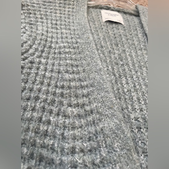 A&F Abercrombie & Fitch Waffle Knit Long Open Front Cardigan Light Blue XS - Picture 5 of 8